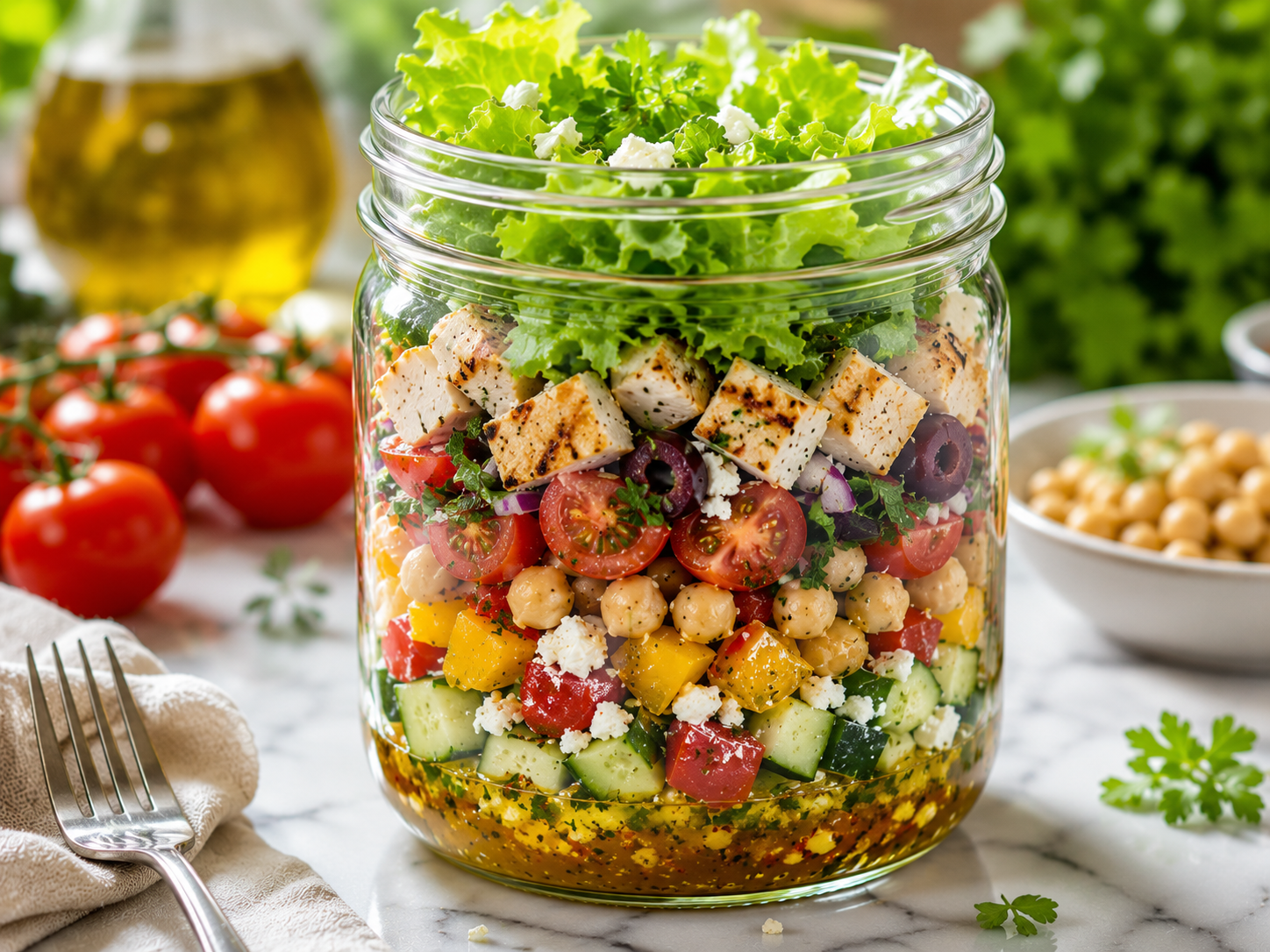 Ensalada Mediterránea con Salsa Agridulce